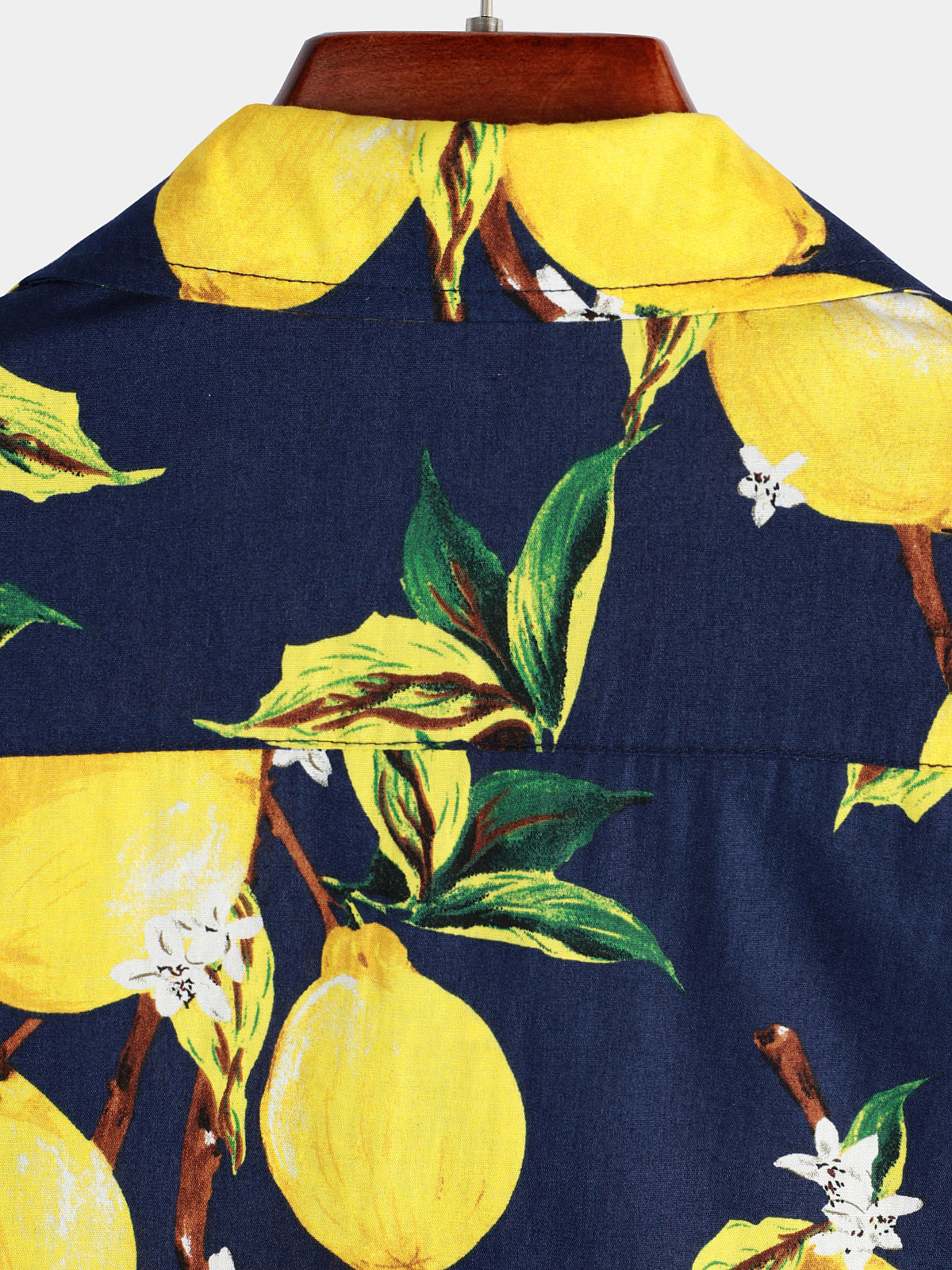 Men's Lemon Print Short Sleeve Button Up Beach Summer Hawaiian Shirt
