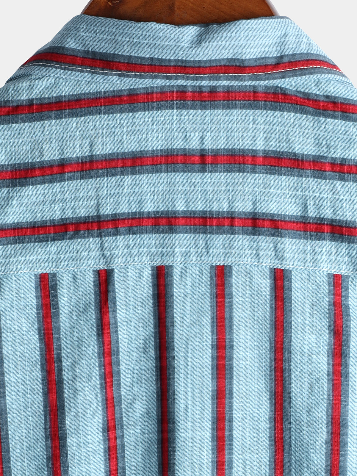 Men's Blue Striped Casual Cotton Short Sleeve Button Up Shirt