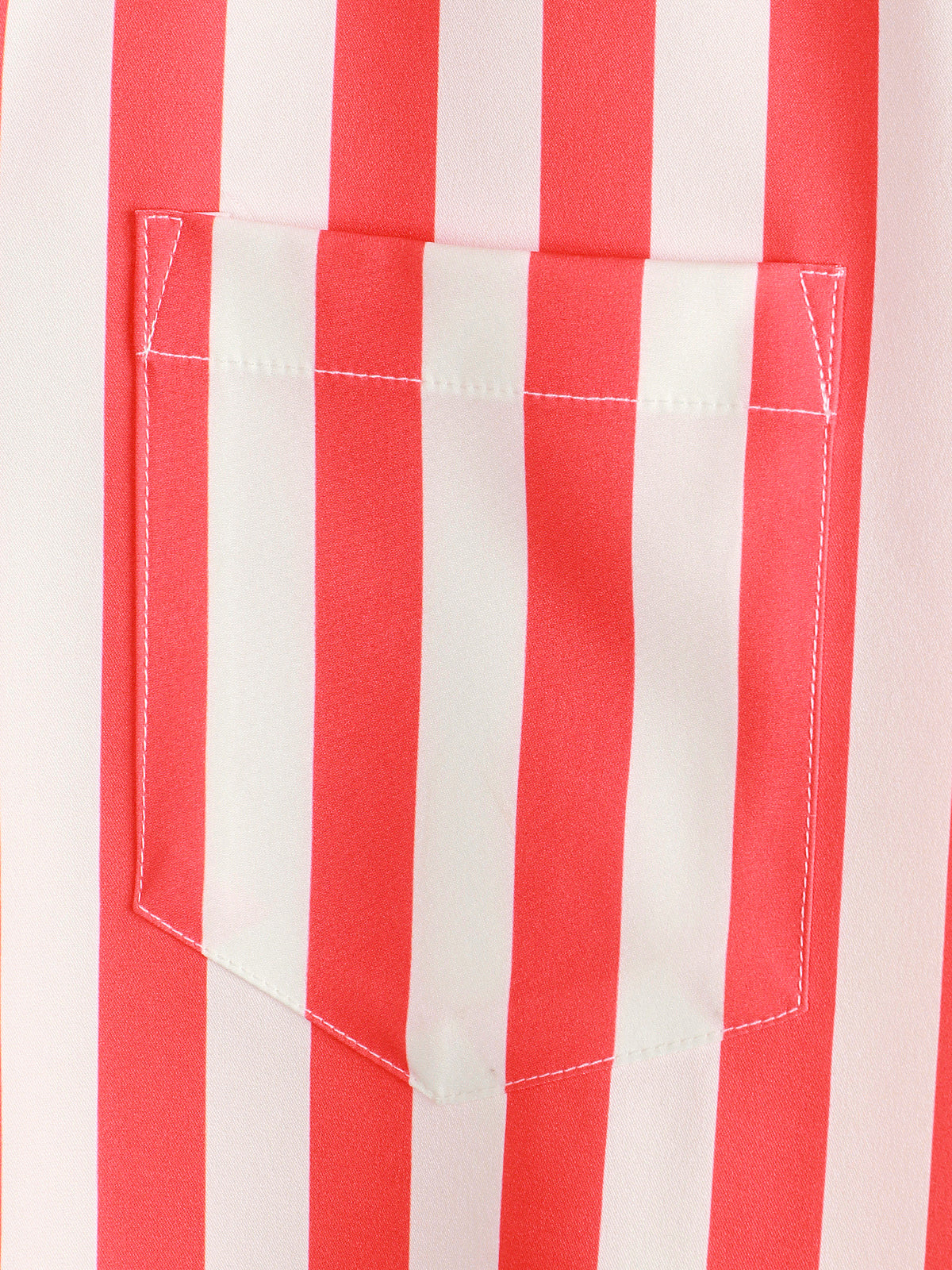Men's Flamingo & Striped Print Pocket Short Sleeve Shirt