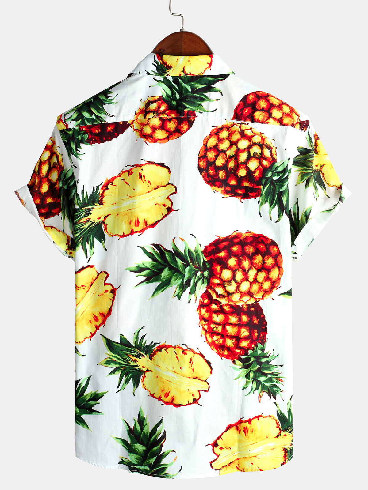 Men's Pineapple Print Holiday Pocket Cotton Shirt