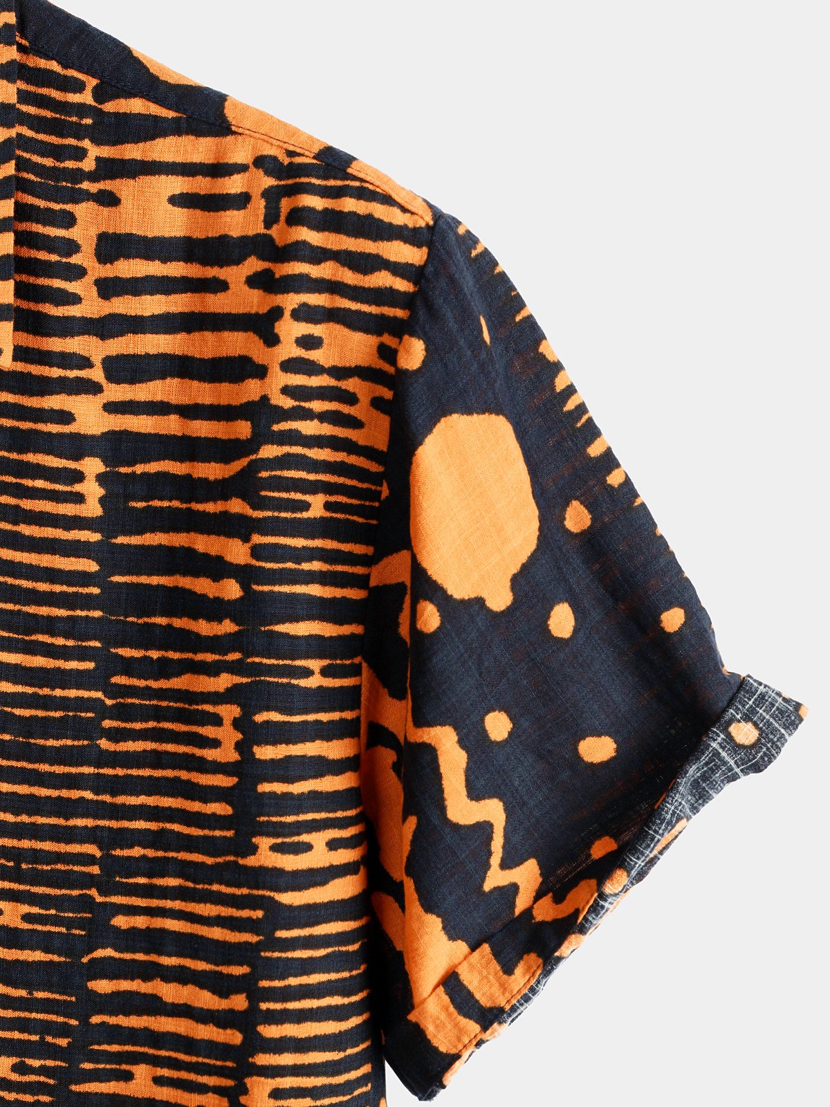 Men's Orange Boho Short Sleeve Retro Shirt