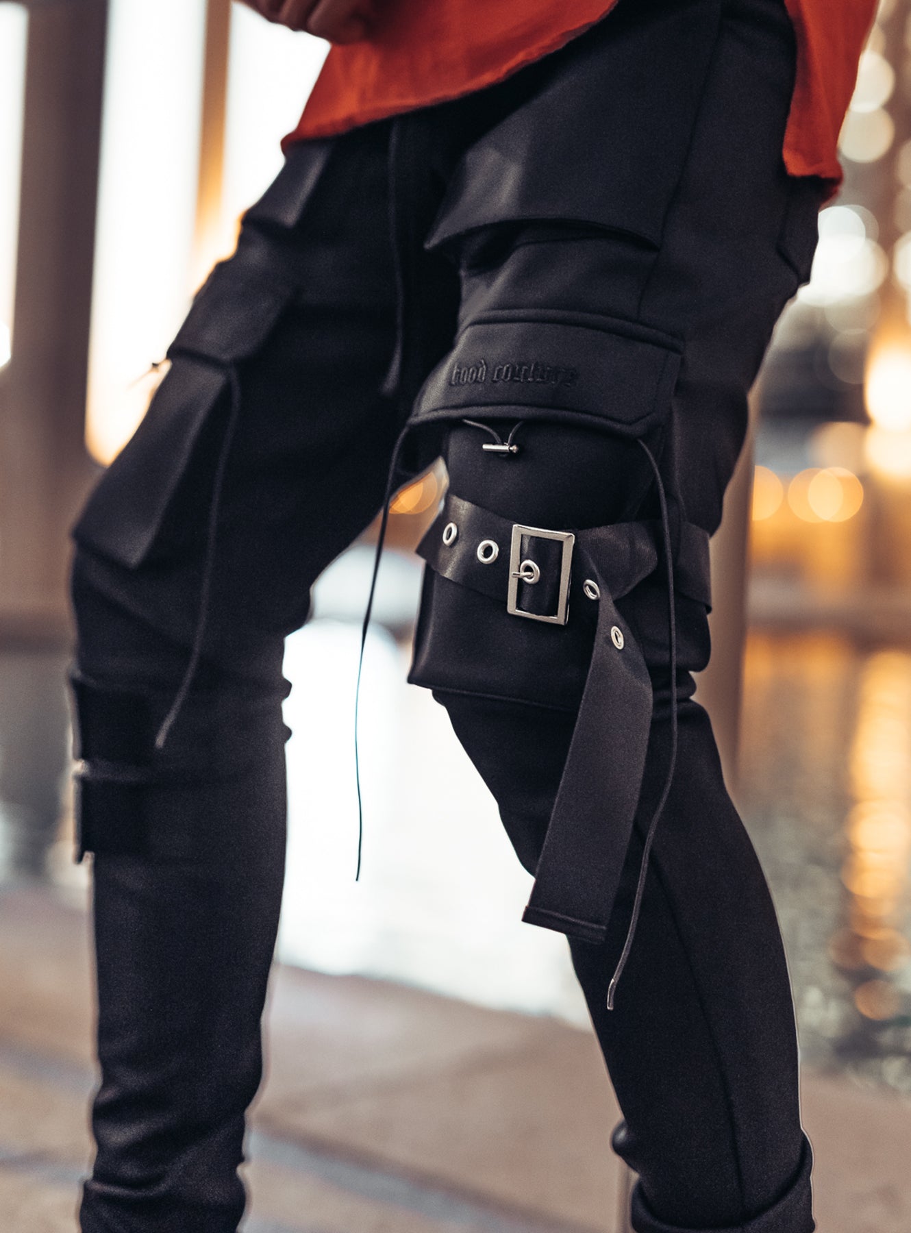 Revolution Cargo Track Pants V1 in Black