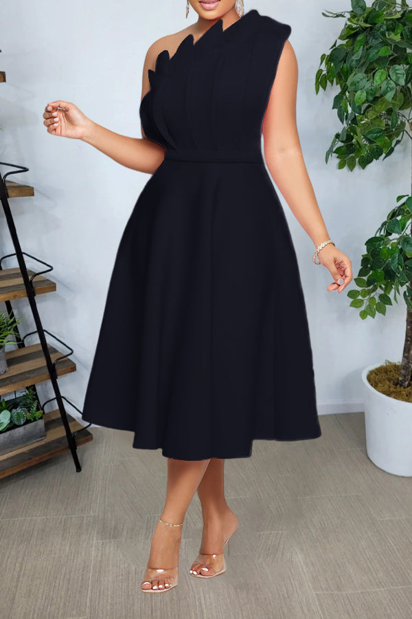 In Bloom One Shoulder Flare A-line Dress