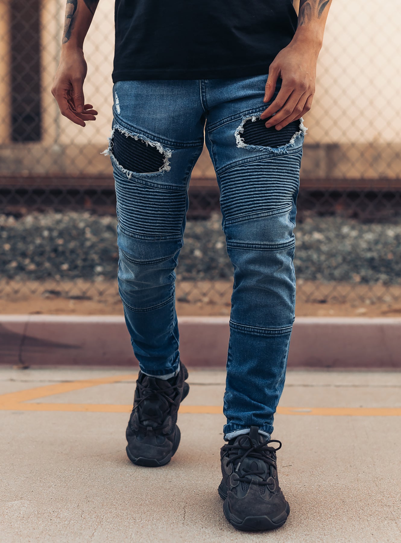 Destroyed Biker Jeans V1 in Blue