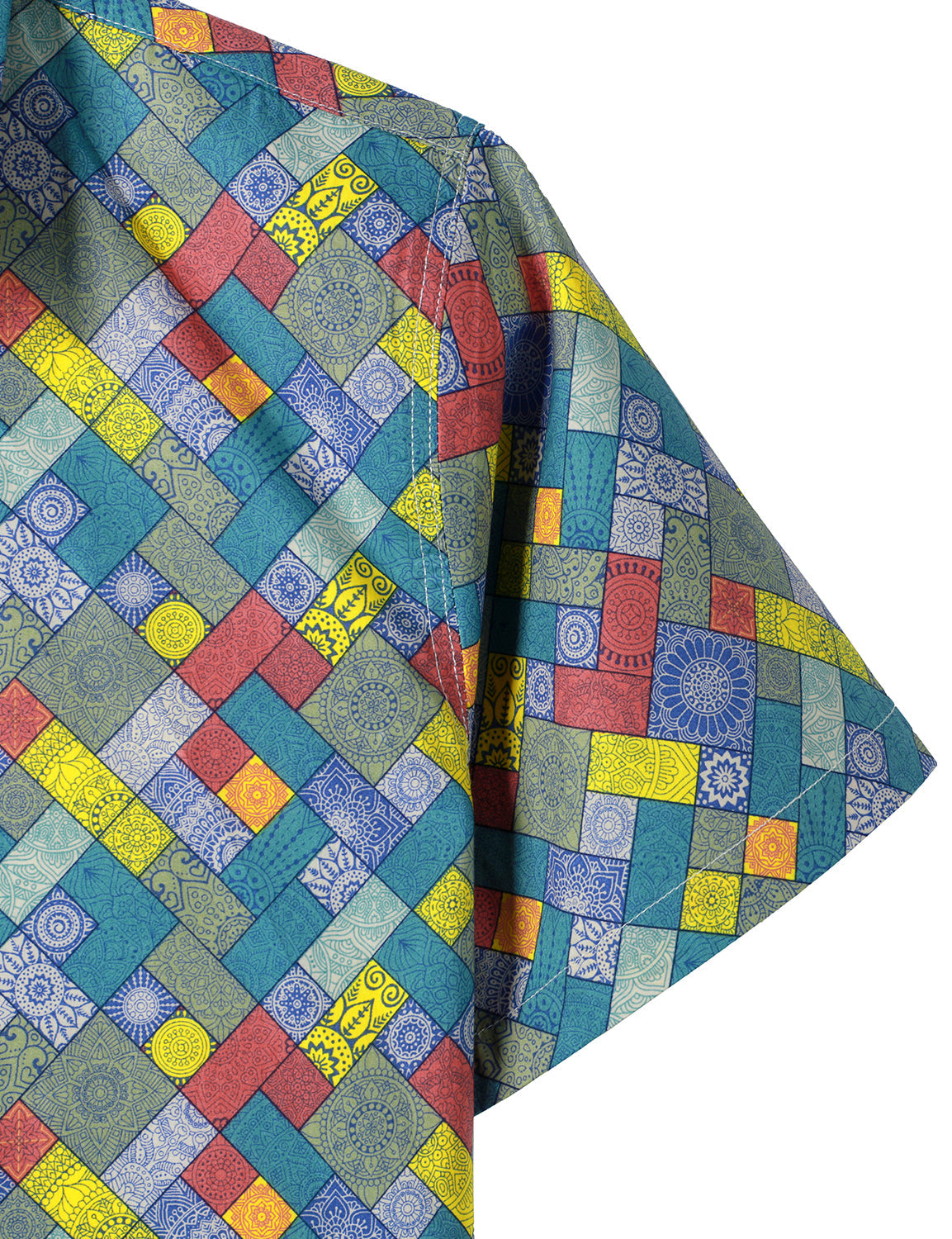 Men's Casual Tribal Print Retro Cotton Summer Button Up Short Sleeve Shirt