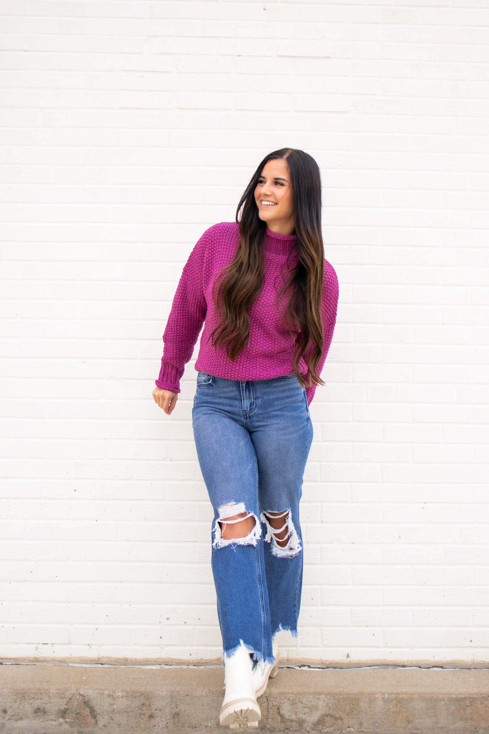 Addison Turtleneck Sweater | Magenta