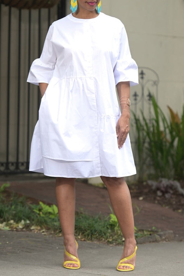 Half Sleeve Shirt Babydoll Dress