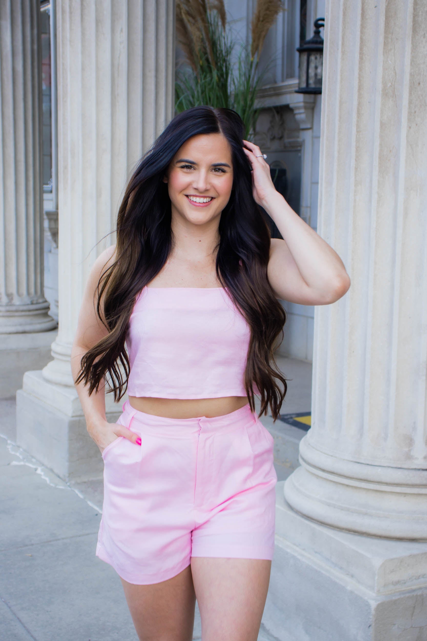 Connie Linen Short Set | Pink
