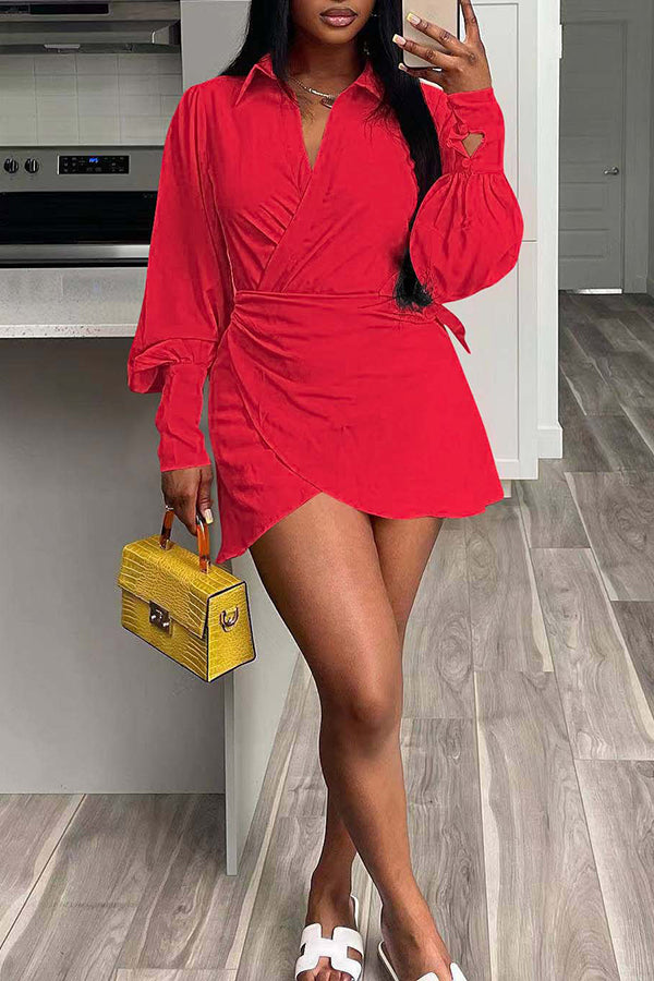 Stylish Tulip Hem Knotted Wrap Dress