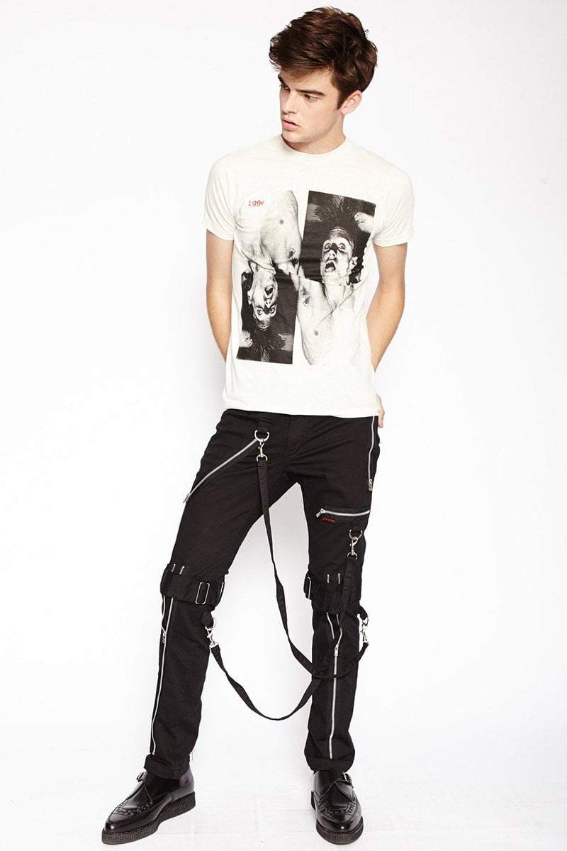 Strap Zipper Bondage Pants Black