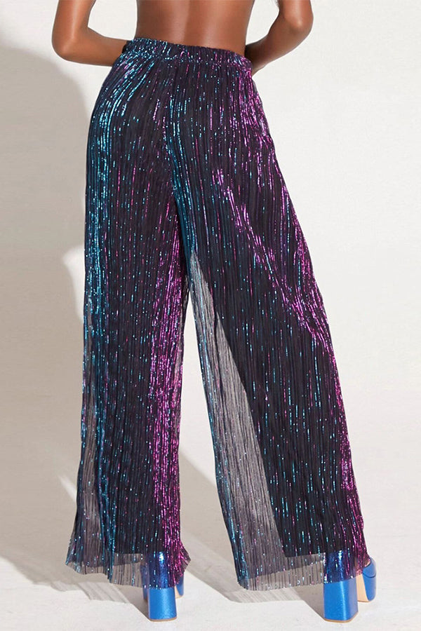 Sequin Mesh Overlay Pants