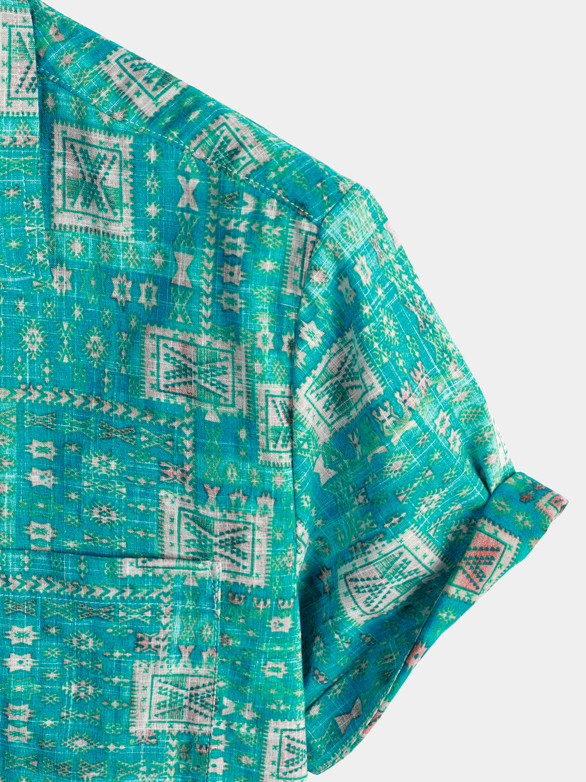 Men's Casual Retro Holiday Pocket Short Sleeve Shirt