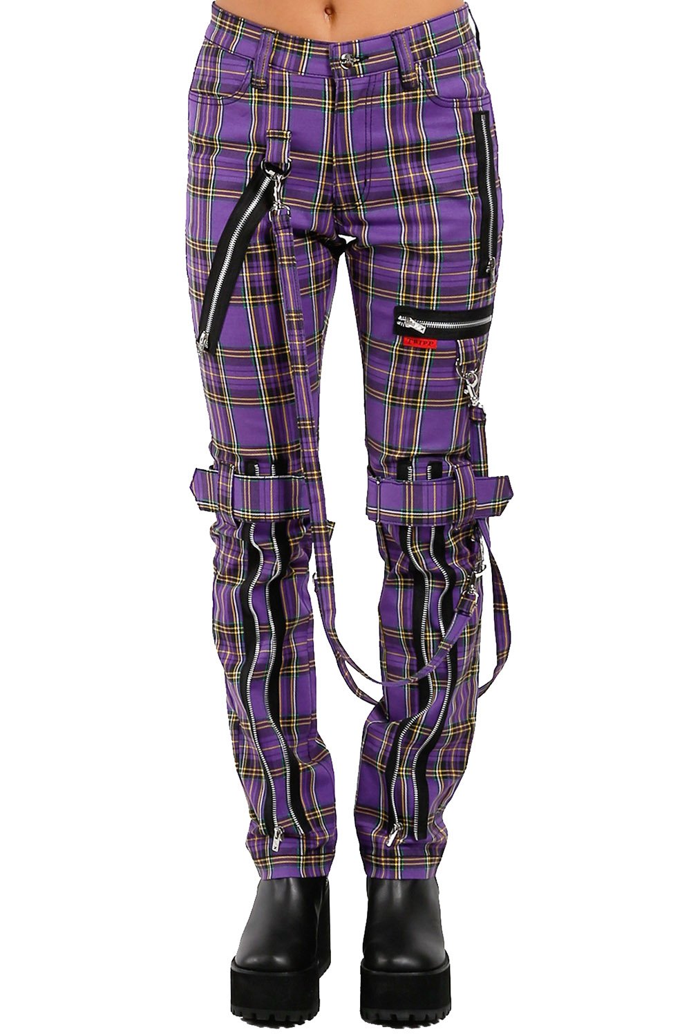 Bondage Pants Violet Plaid