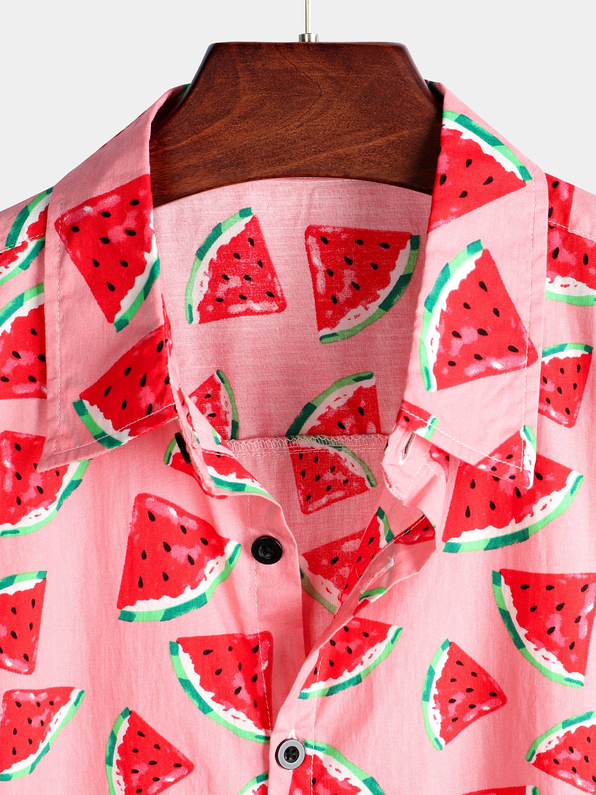 Men's Pink Watermelon Print Short Sleeve Shirt