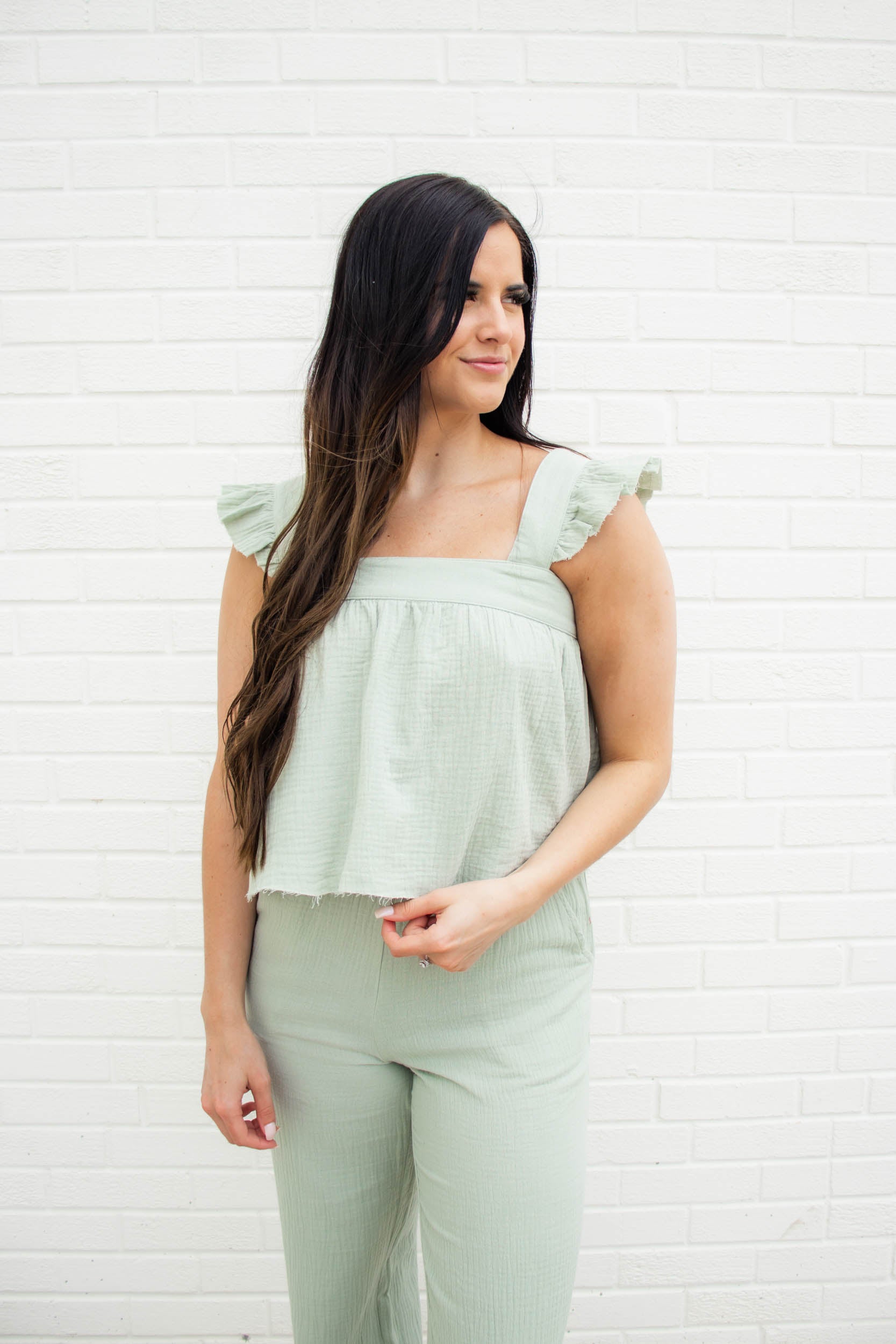 Iris Cotton Pant Set | Sage