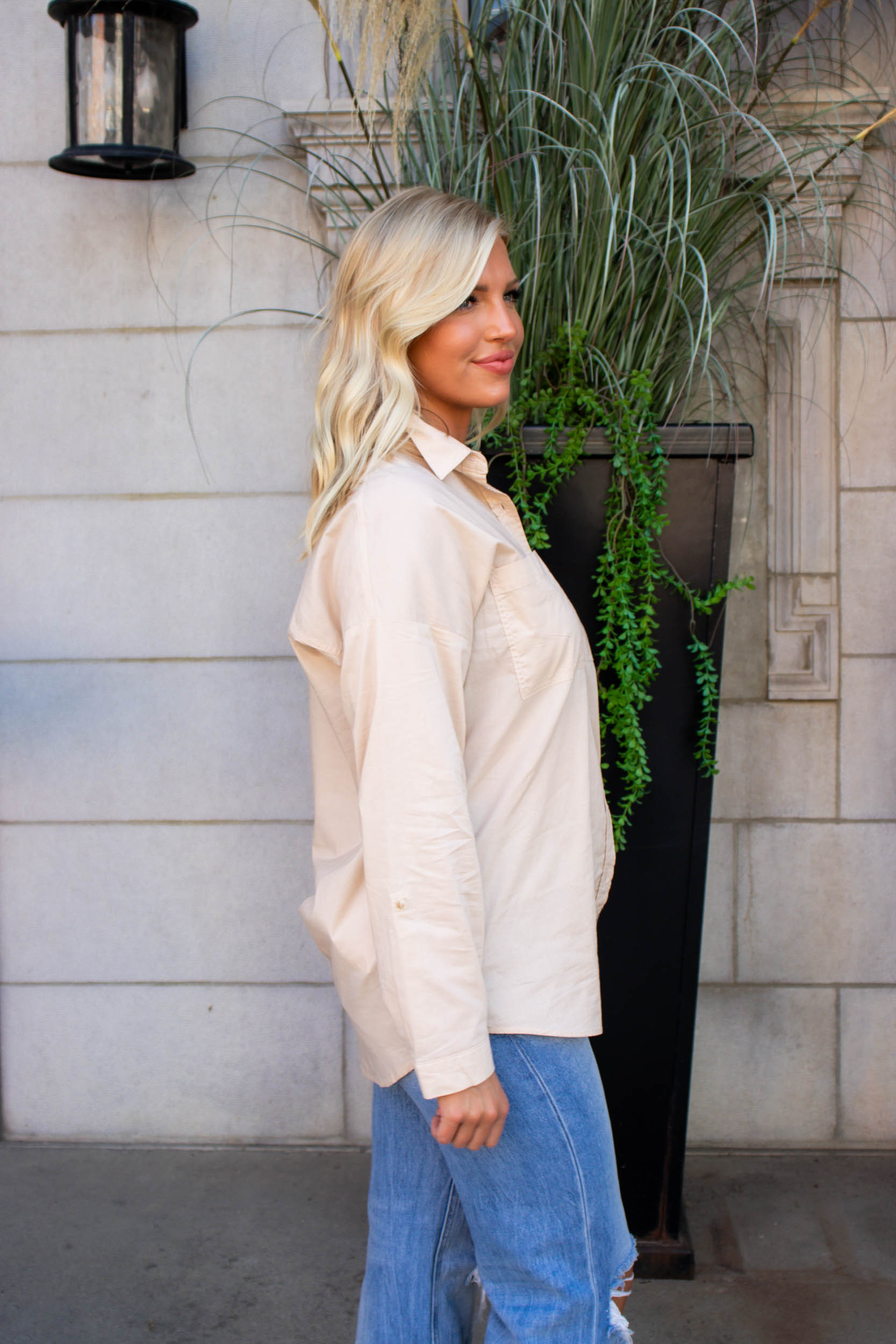Amanda Oversized Poplin Shirt | Taupe