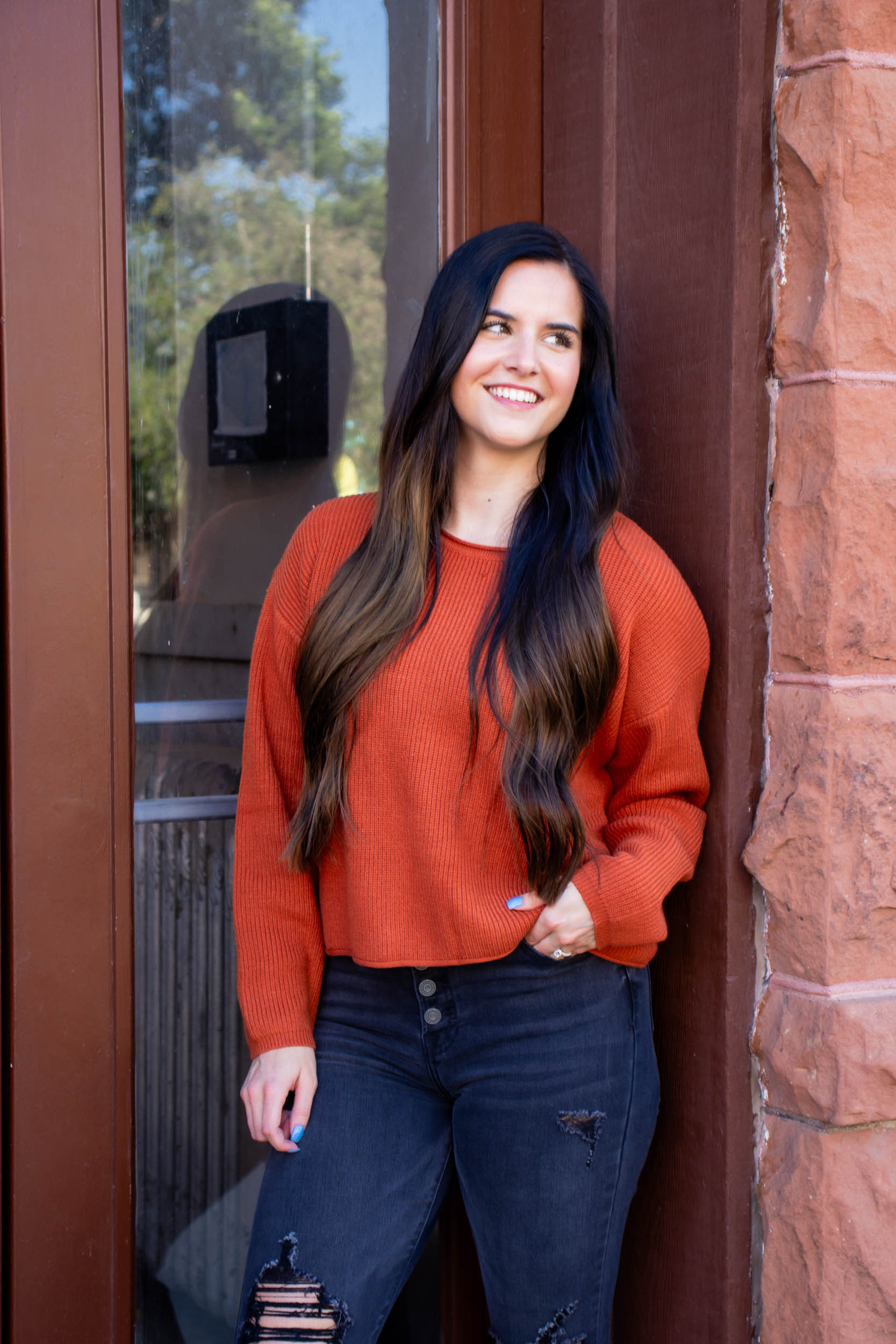 Maddie Long Sleeve Sweater | Burnt Orange
