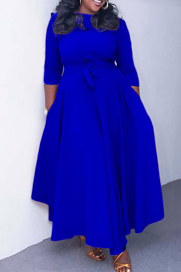 Tie Front 3/4 Sleeve A-line Dress