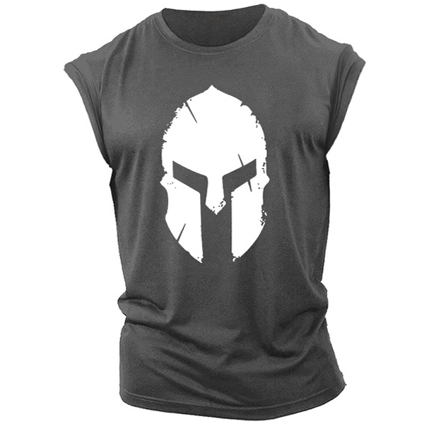 Men's Casual Fitness Spartan Sleeveless Crew Neck Cotton Tank Top