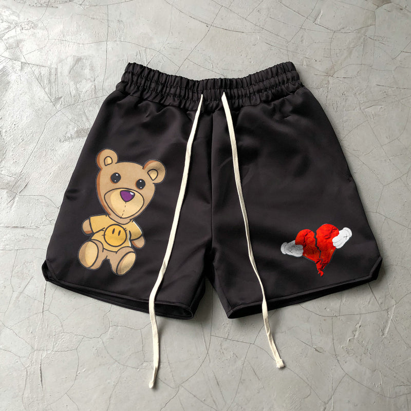Street Teddy Bear Print Track Shorts