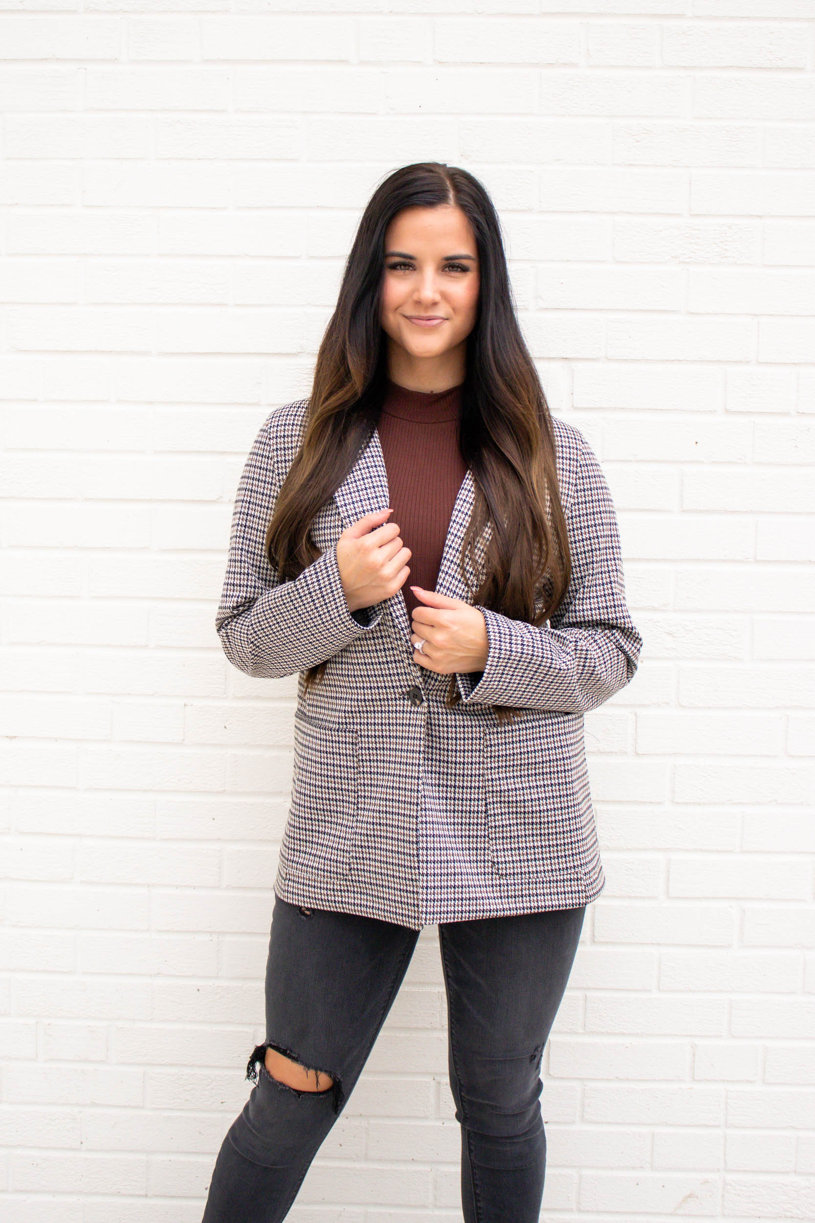 Jill Fitted Blazer | Stone/Black