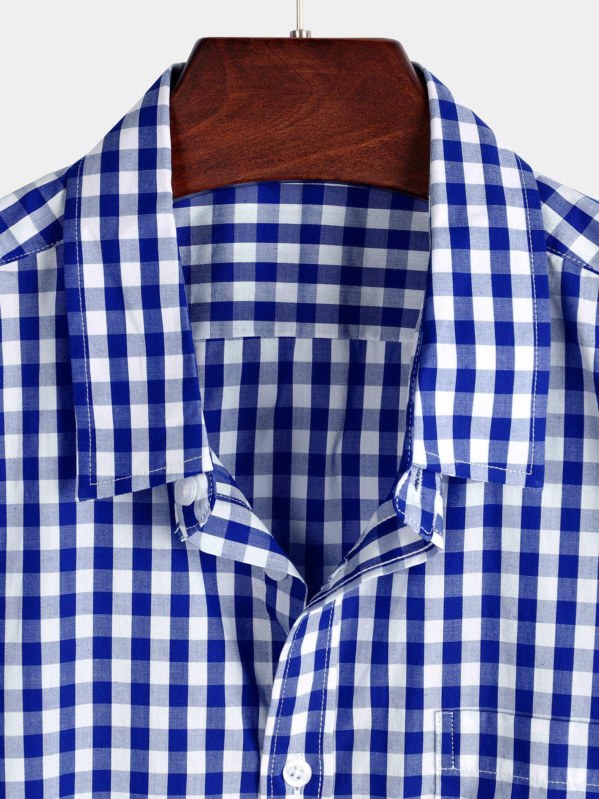 Men's Casual Solid Color Plaid Cotton Pocket Shirt