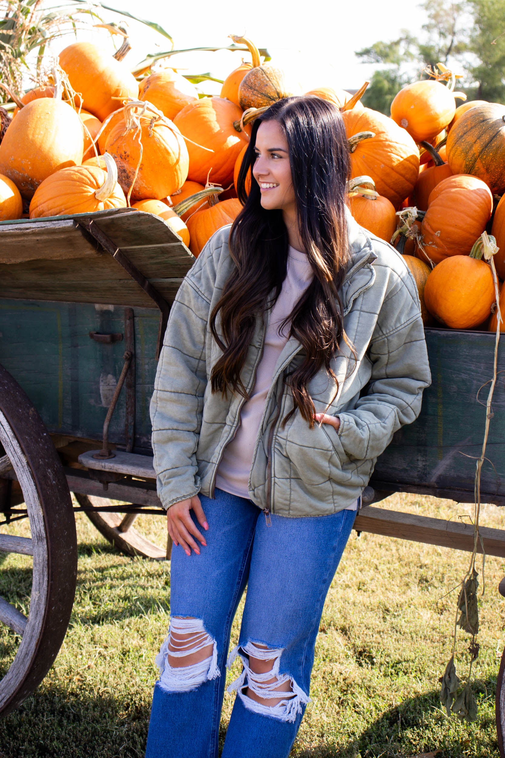 Cole Oversized Washed Jacket | Olive