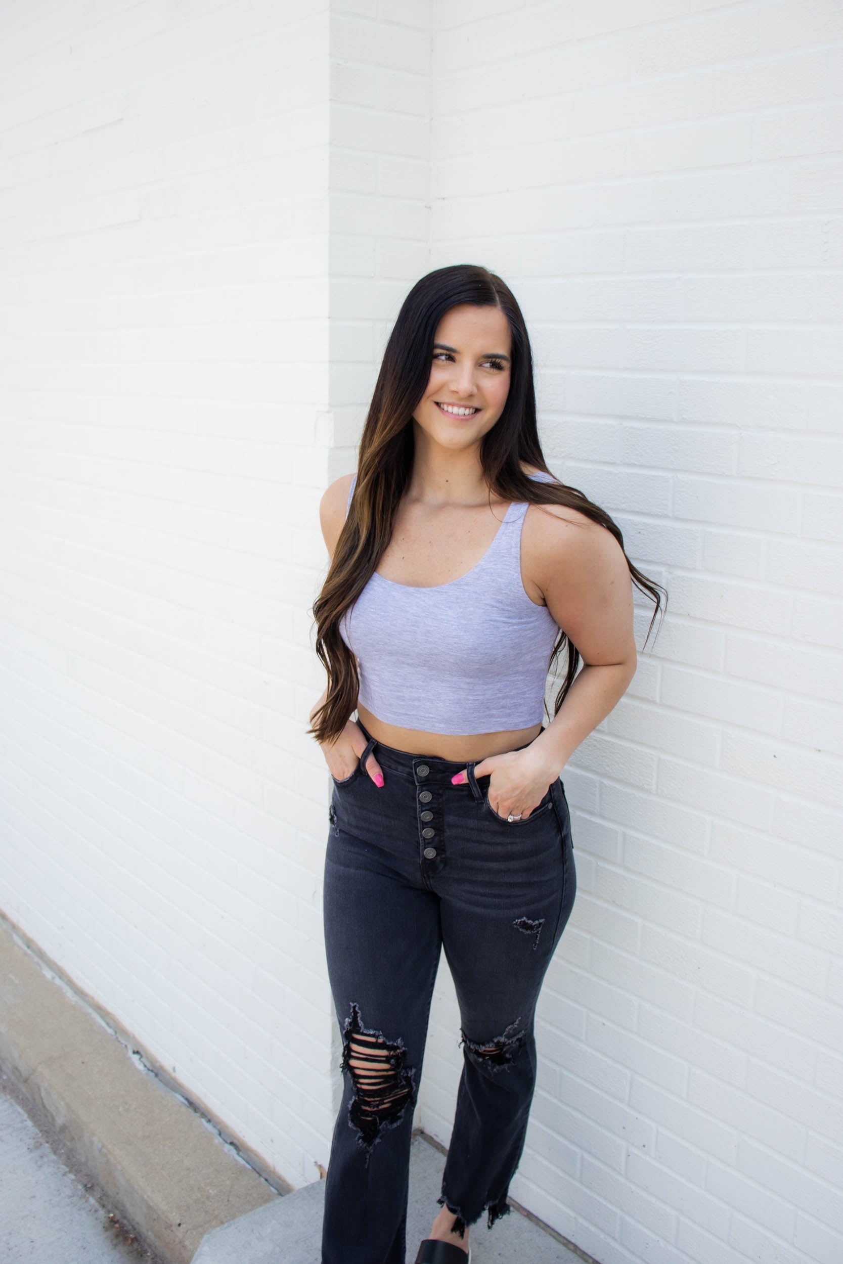 Erin Crop Tank Top | Heather Grey