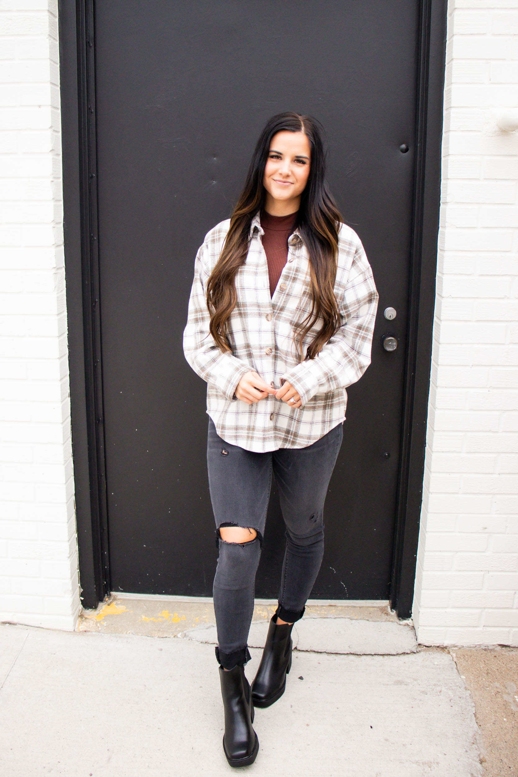 Elena Flannel Shirt | Cream/Mocha
