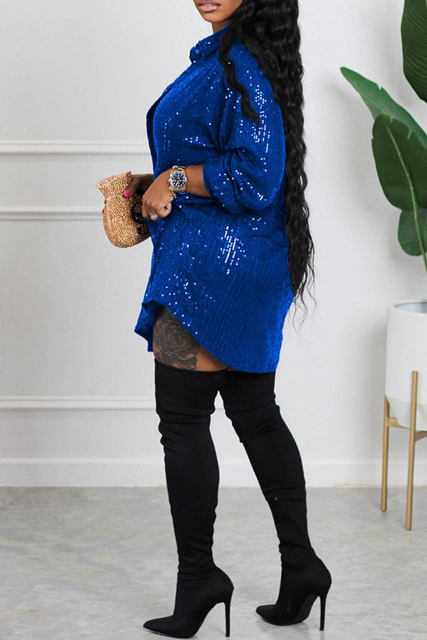 Happy Hour Sequin Shirt Dress