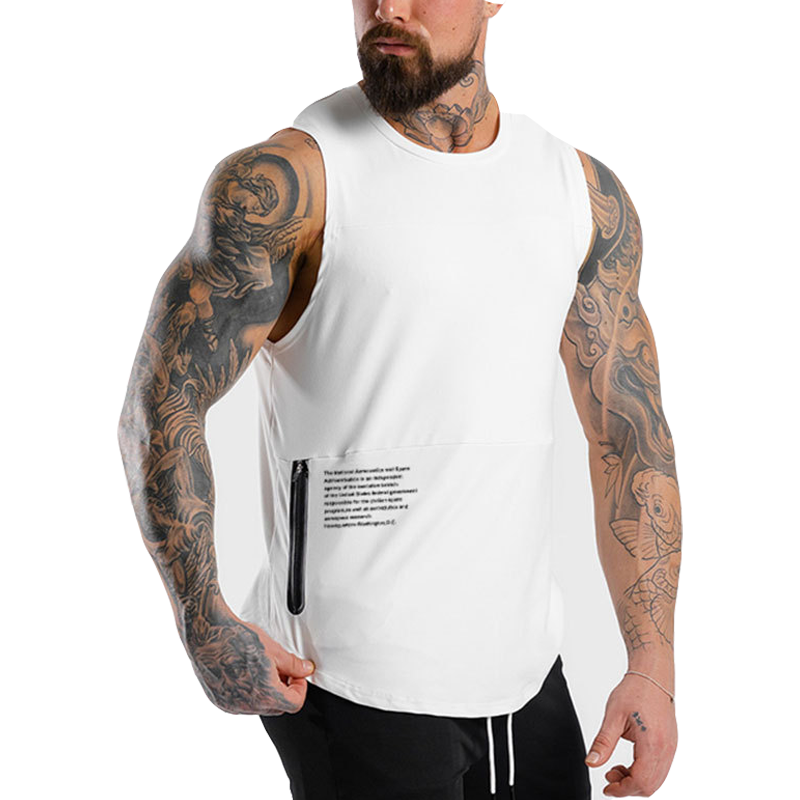 Men's Side Pocket Stitching Training Sports Fitness Top Tank