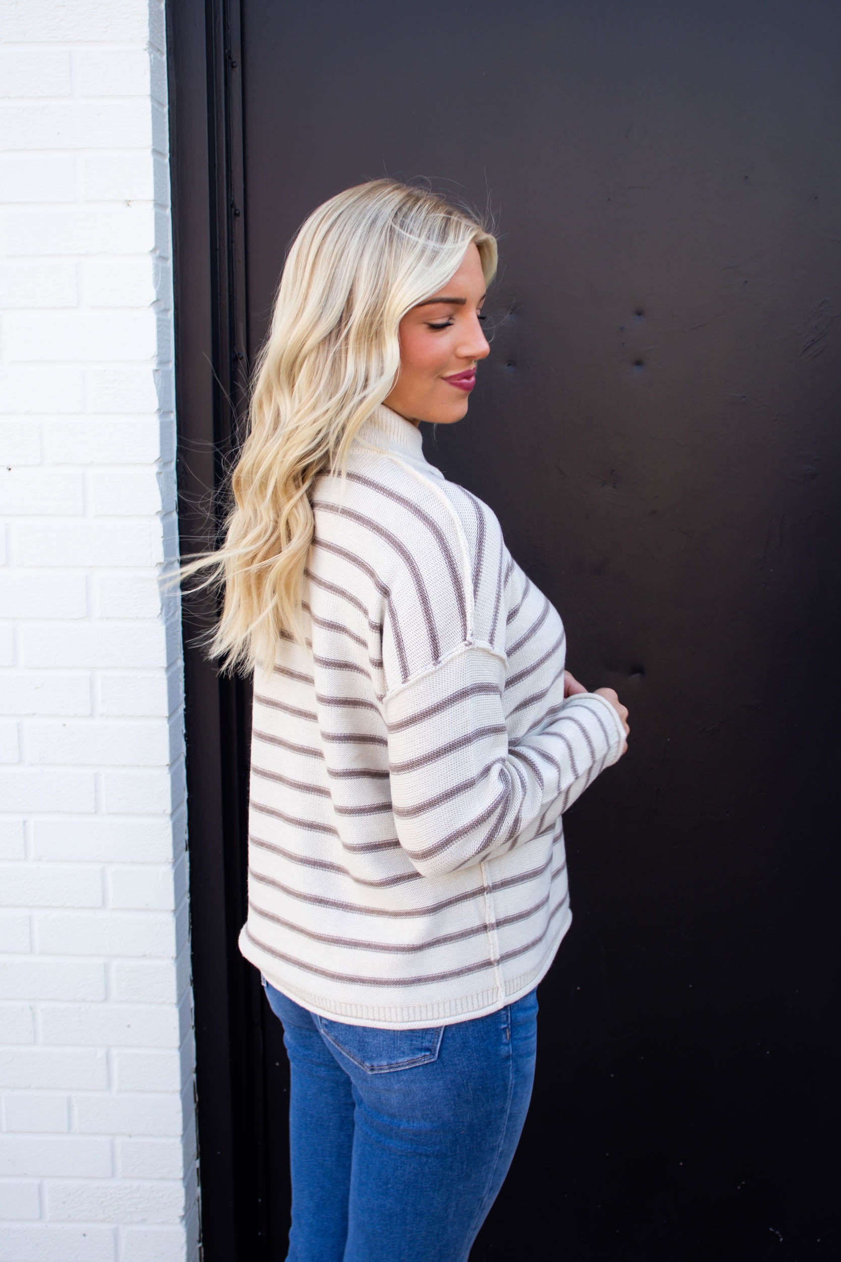 Hannah Striped Sweater | Mocha