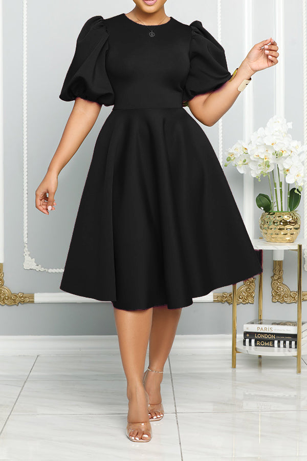 Bubble Sleeve A-line Swing Dress