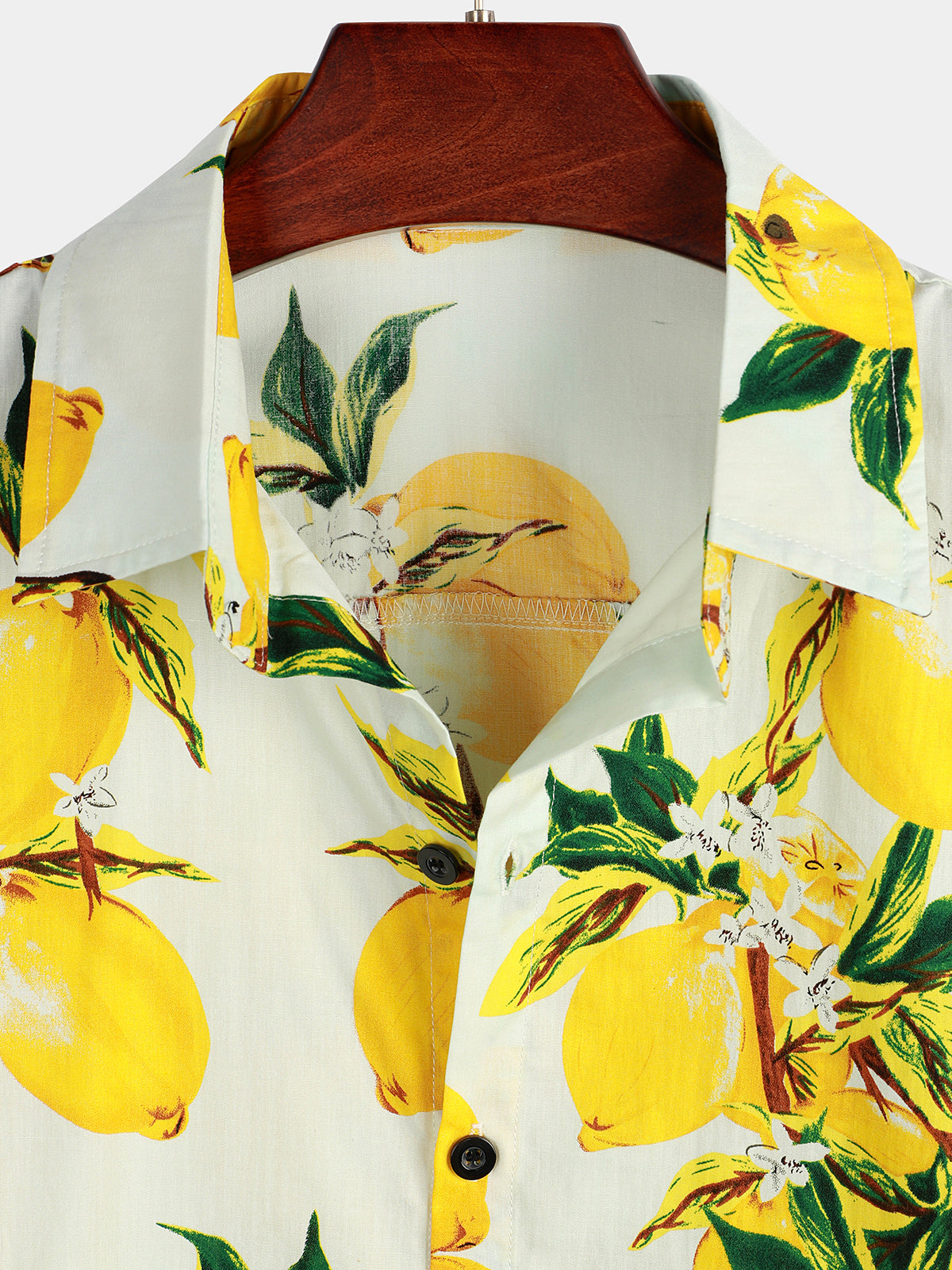Men's Lemon Print Short Sleeve Button Up Beach Summer Hawaiian Shirt