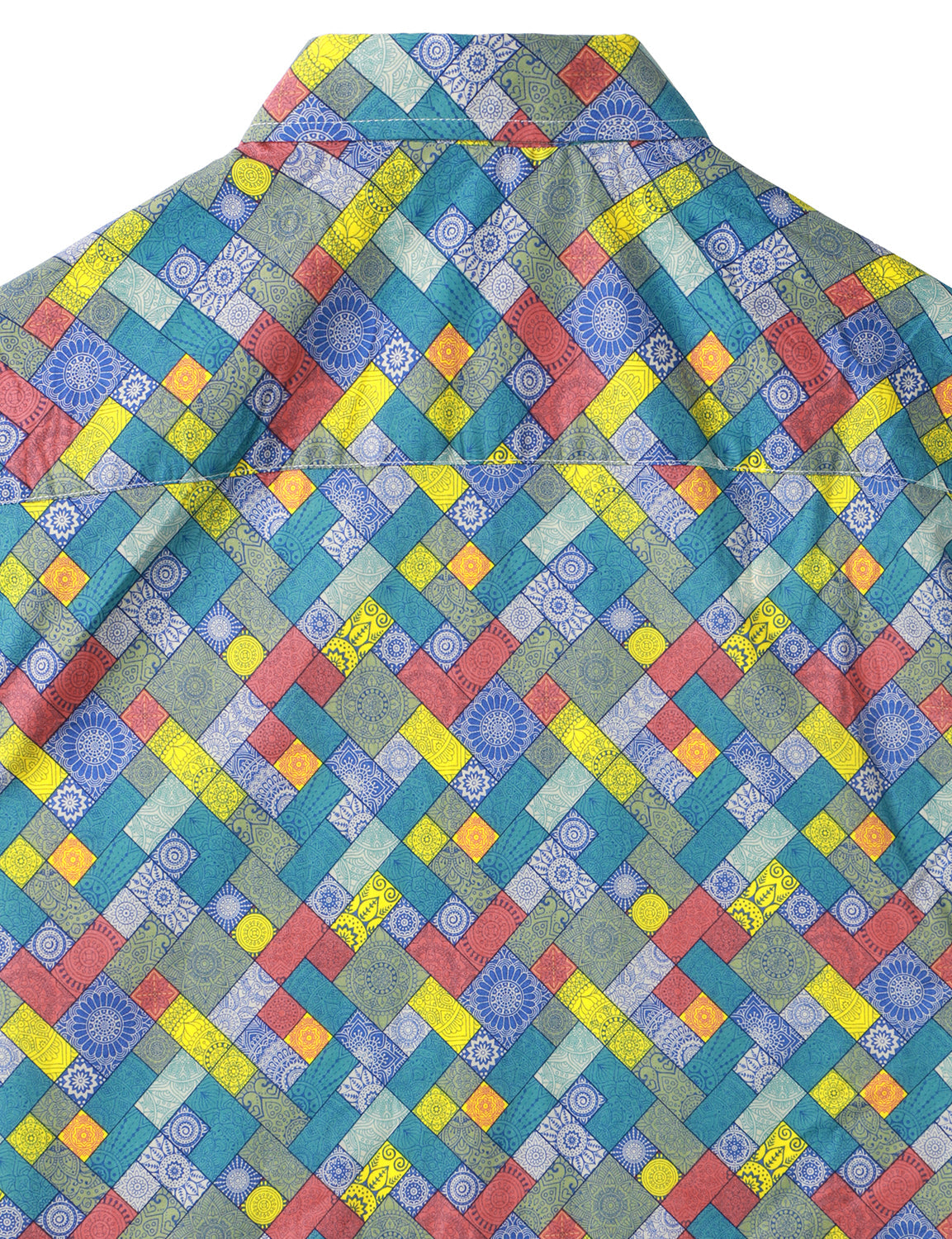 Men's Casual Tribal Print Retro Cotton Summer Button Up Short Sleeve Shirt