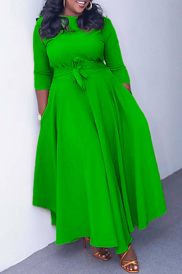 Tie Front 3/4 Sleeve A-line Dress