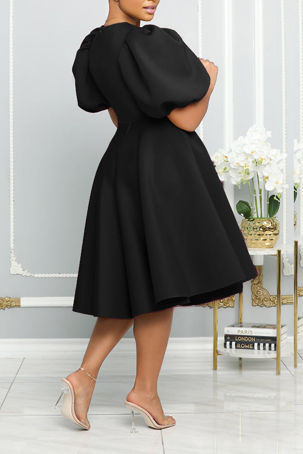 Bubble Sleeve A-line Swing Dress
