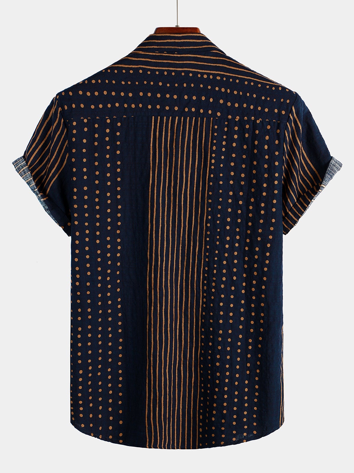 Men's Navy Blue Stripe Summer Short Sleeve Shirt