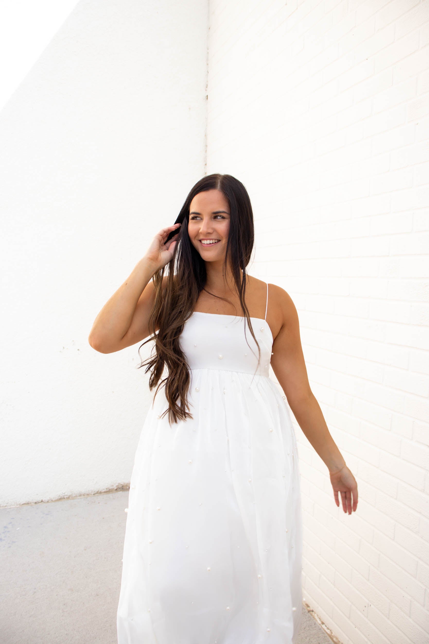 Ayla Pearl Midi Dress | White