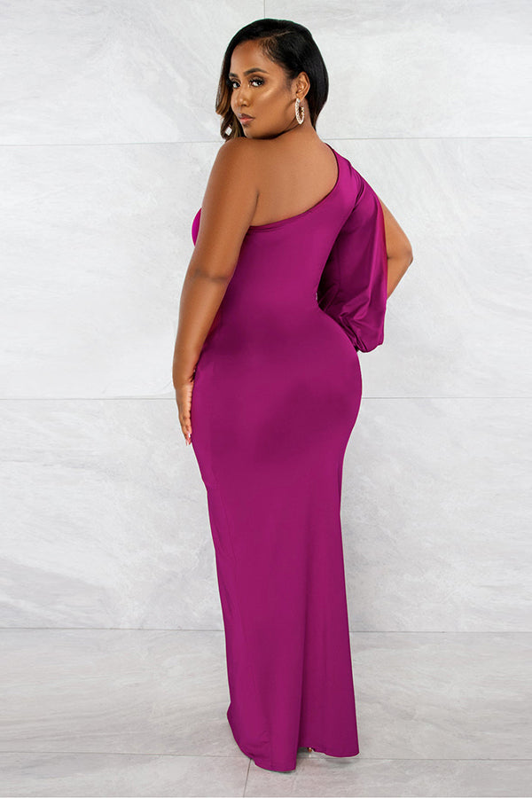 One-shoulder Split Thigh Formal Dress