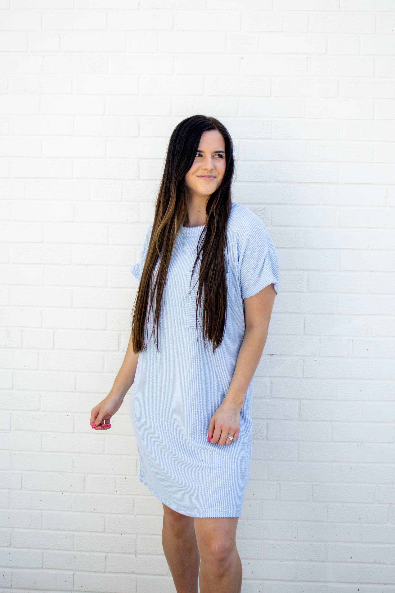 Kassie Ribbed T-Shirt Dress | Blue