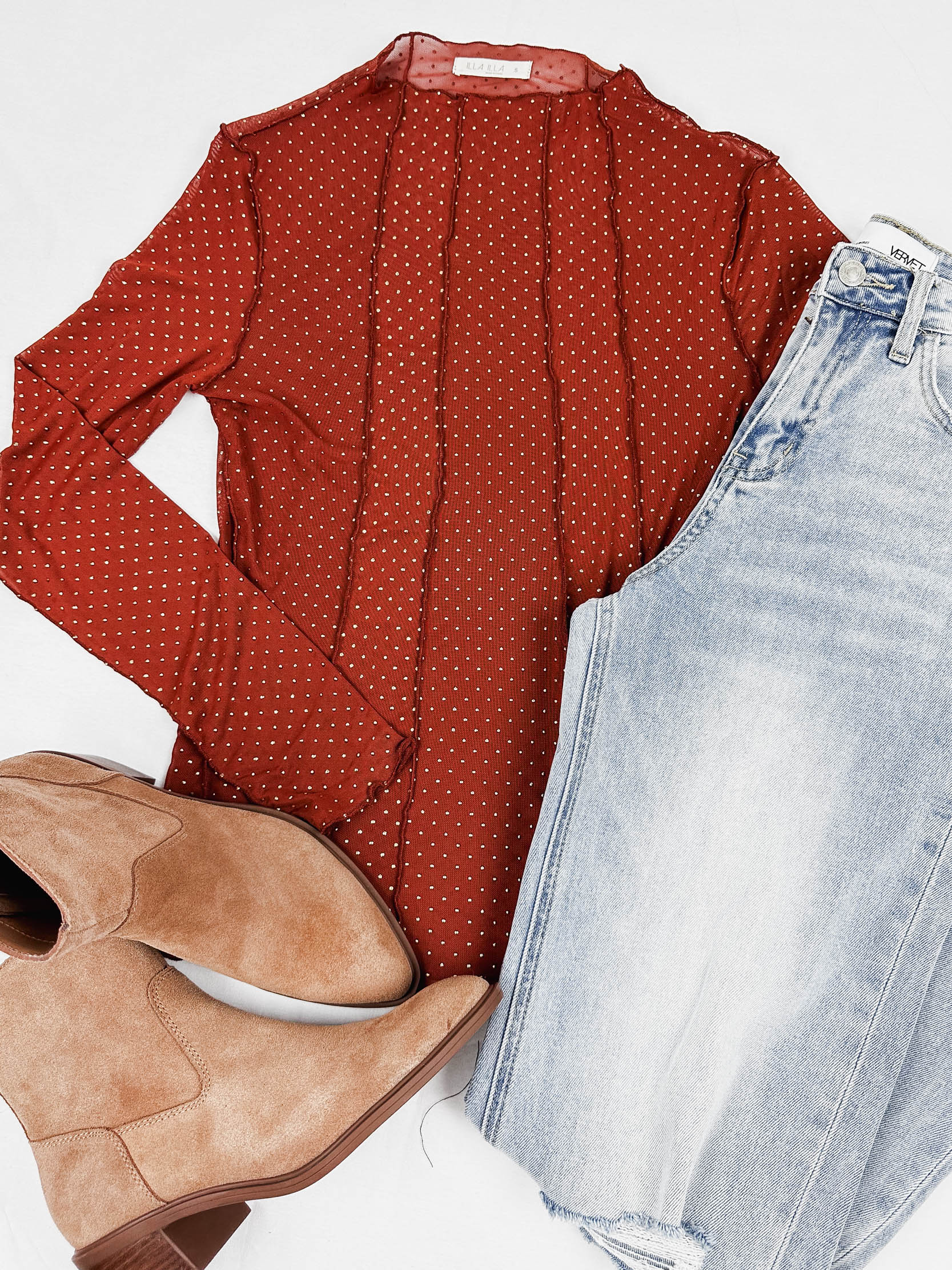 Ariella Mesh Top | Brick