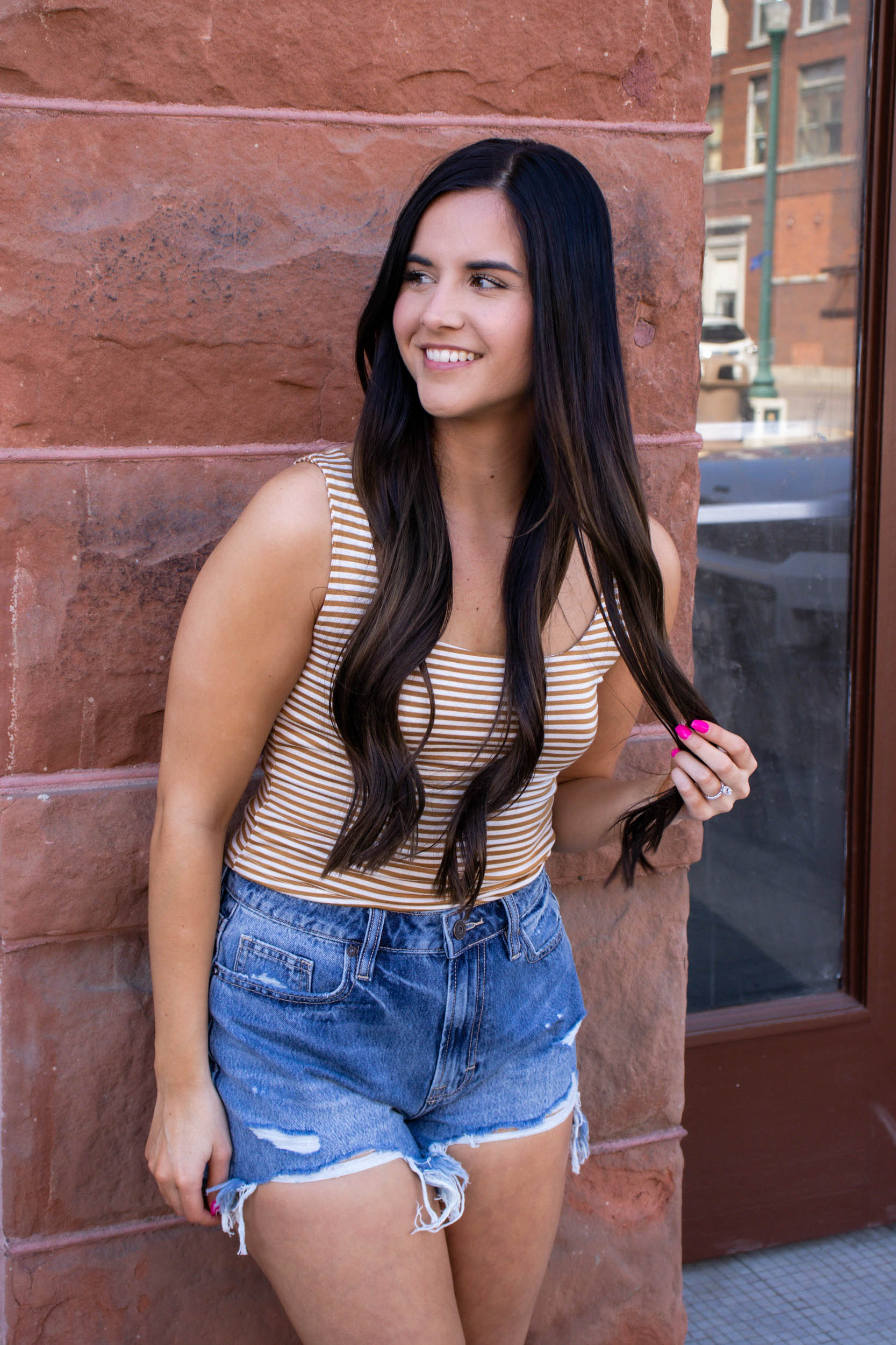 Gracelynn Striped Square Neck Tank | Mustard