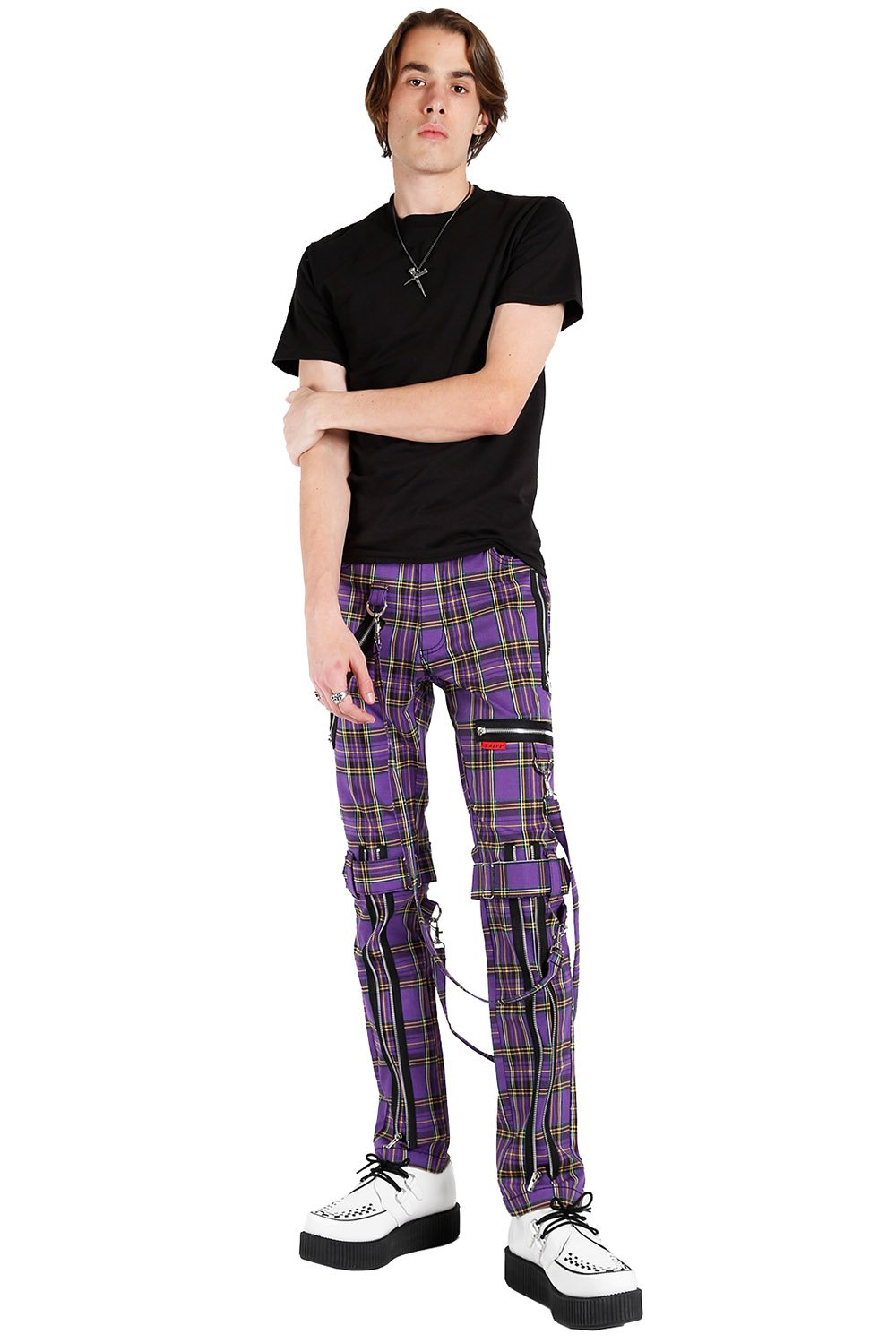Bondage Pants Violet Plaid