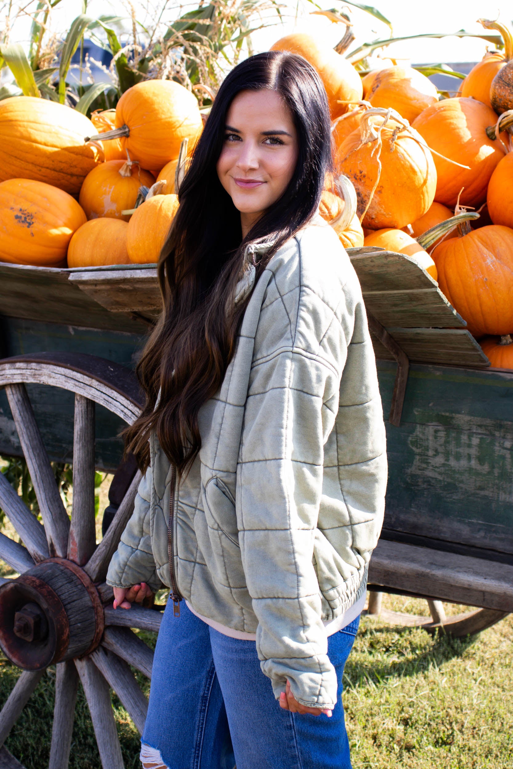 Cole Oversized Washed Jacket | Olive
