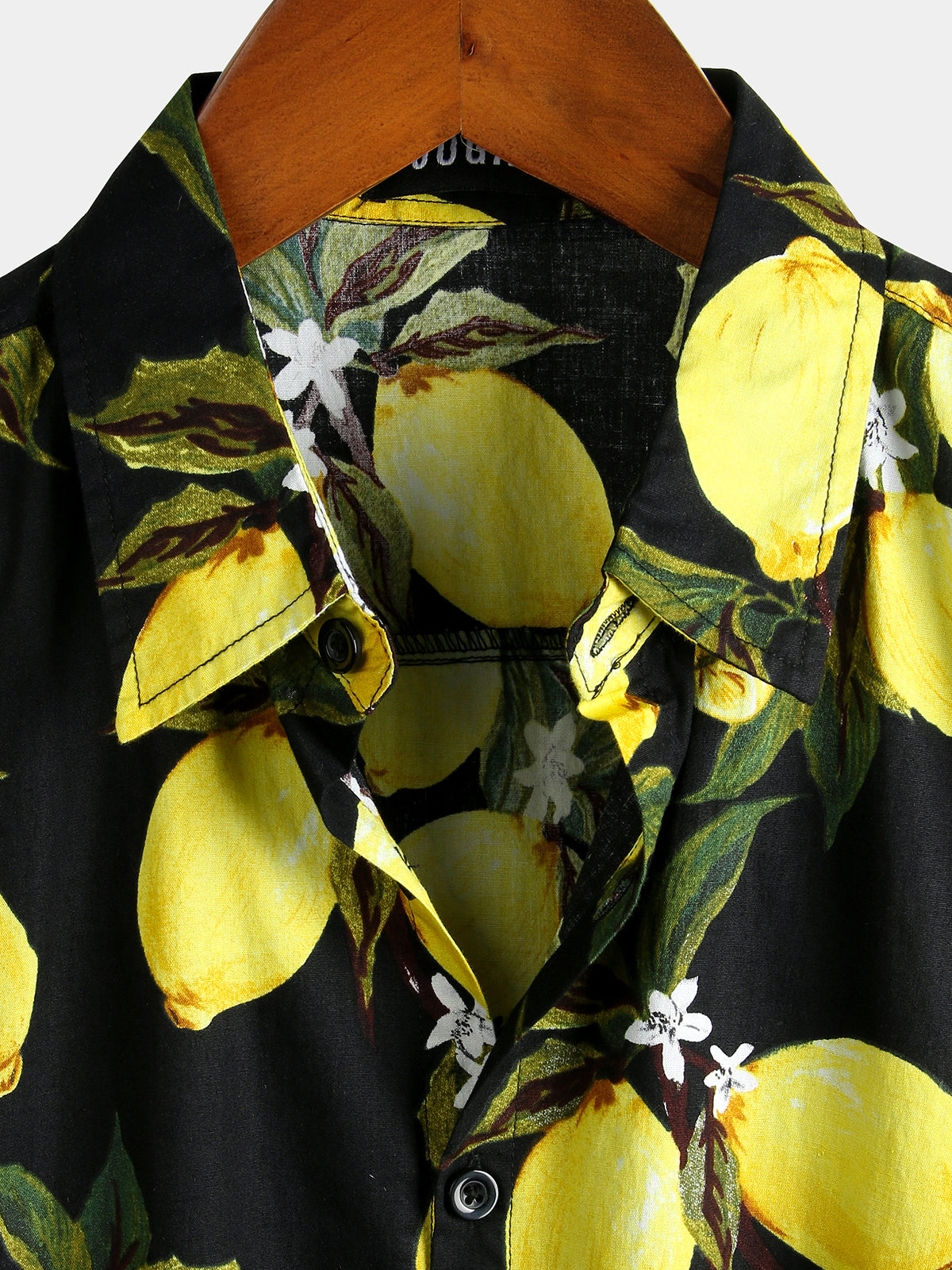 Men's Lemon Print Short Sleeve Button Up Beach Summer Hawaiian Shirt
