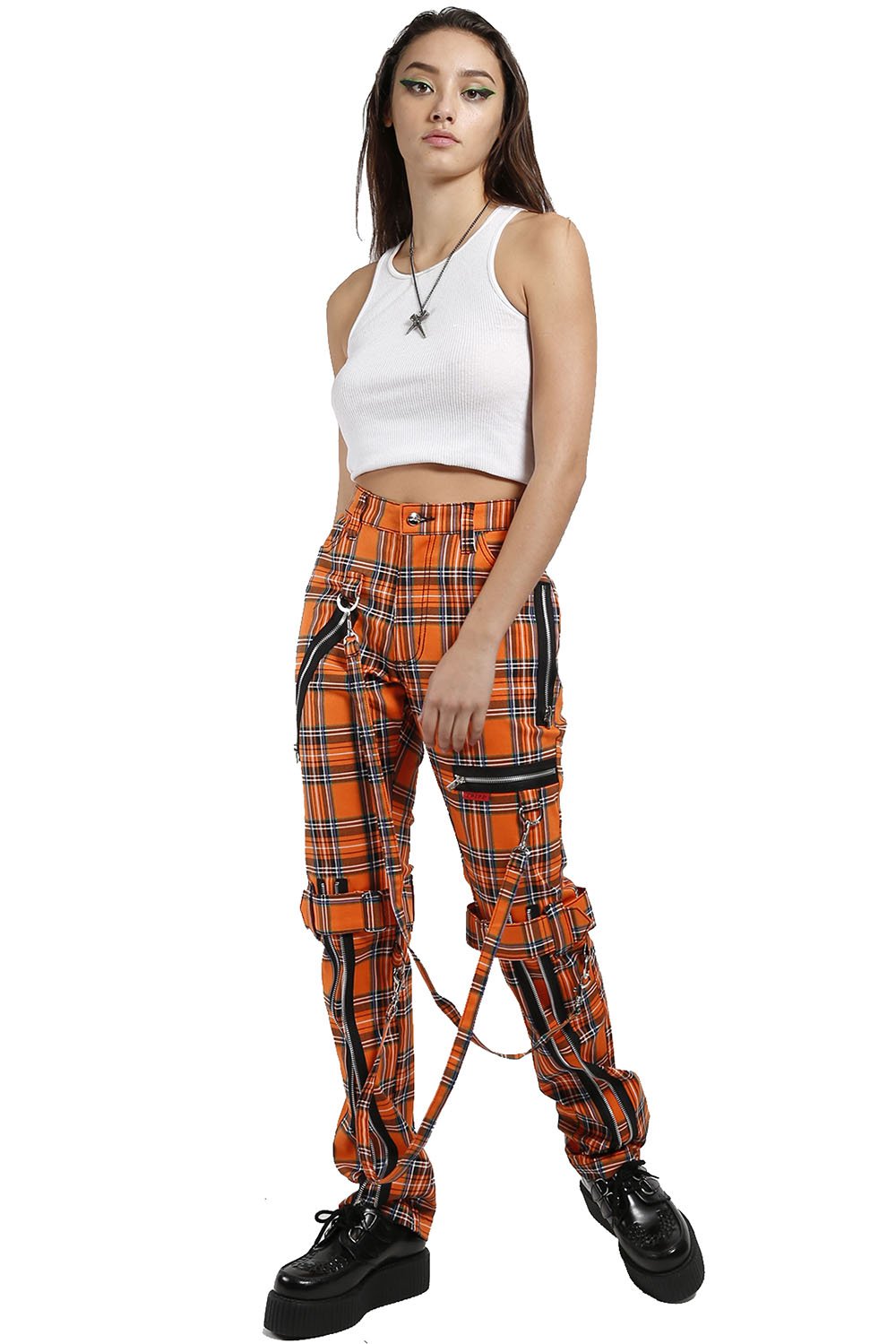 Bondage Pants Orange Plaid
