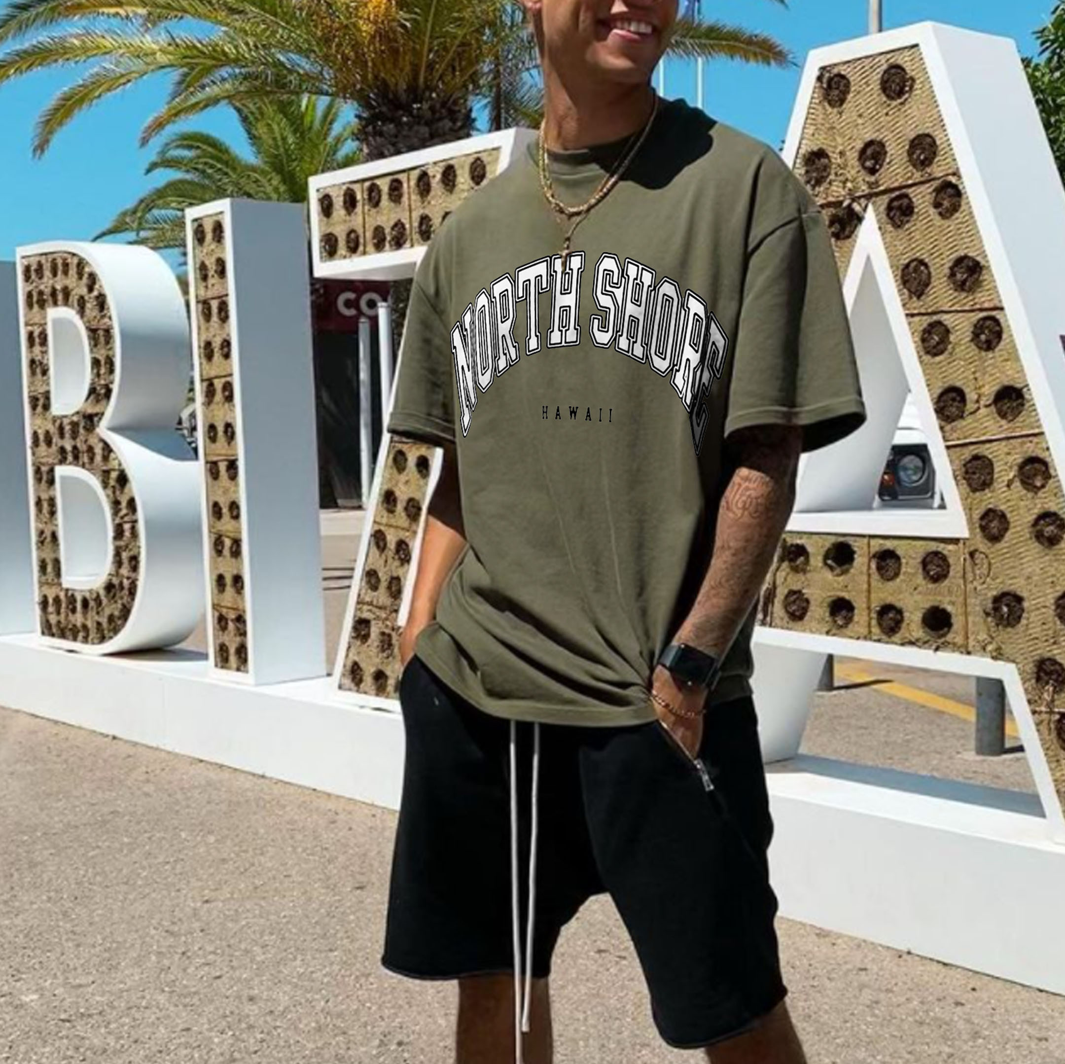 Retro Oversized NORTH SHORE Men's T-shirt
