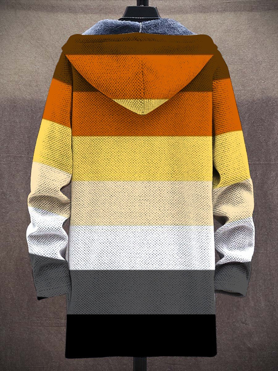 Men's Bear Flag Simple Plush Thick Loose Long-Sleeved Coat Cardigan