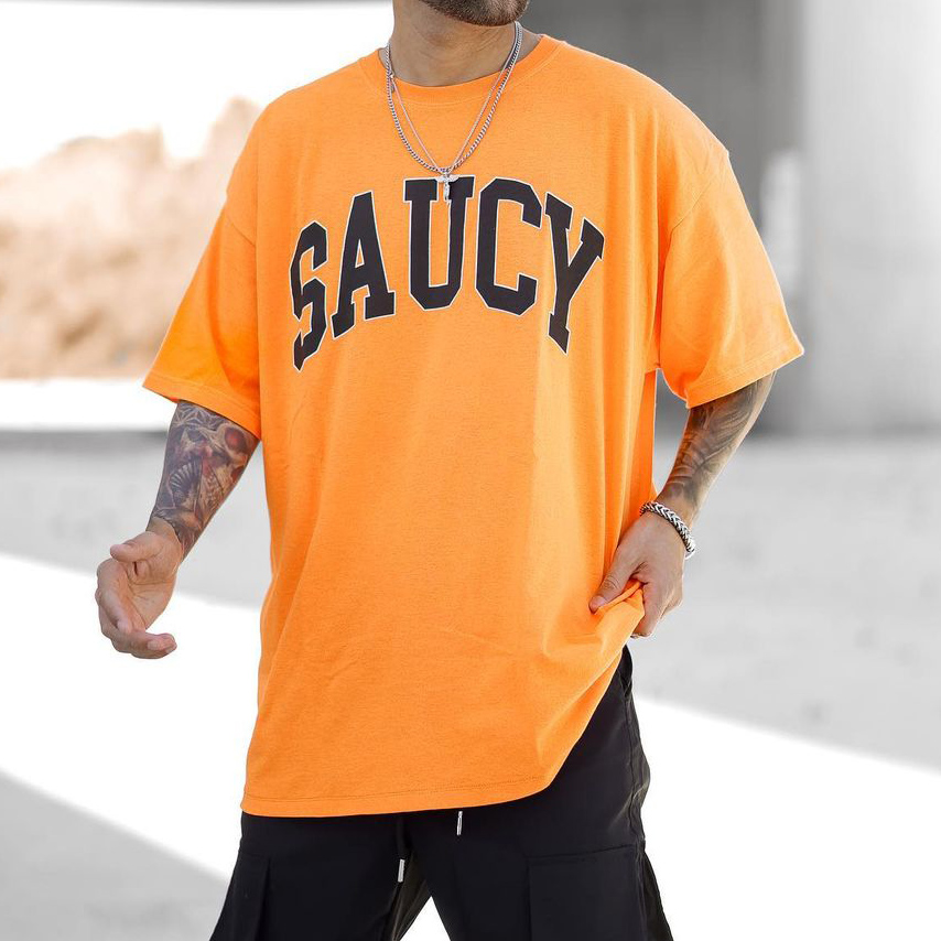 SAUCY Letter Print Short-sleeved T-shirt